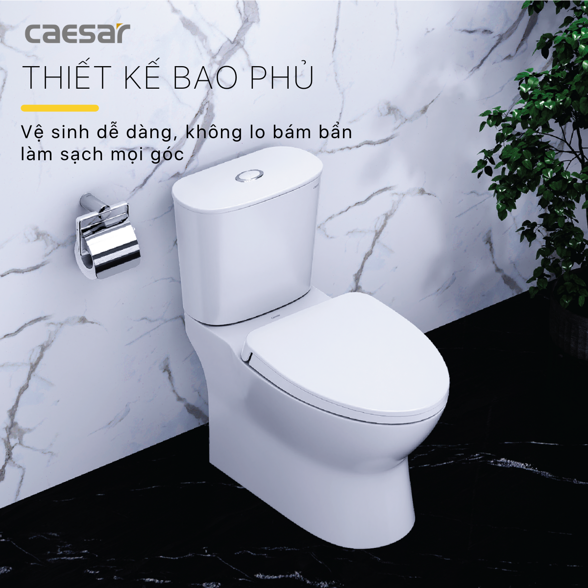 Bồn cầu Caesar nổi bật với thiết kế đa dạng, men Nano kháng khuẩn, xả mạnh mẽ tiết kiệm nước, bền đẹp và phù hợp nhiều không gian phòng tắm.