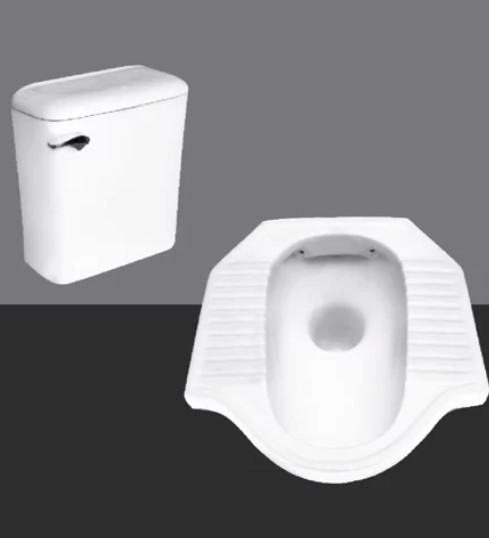 Xí xổm HC TL02 + két treo V04 có hệ thống xả thẳng, được xả dội có vành kết hợp két treo.