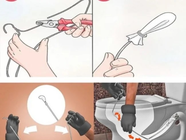 Mẹo xử lý bồn cầu tắc nghẽn bằng móc treo quần áo