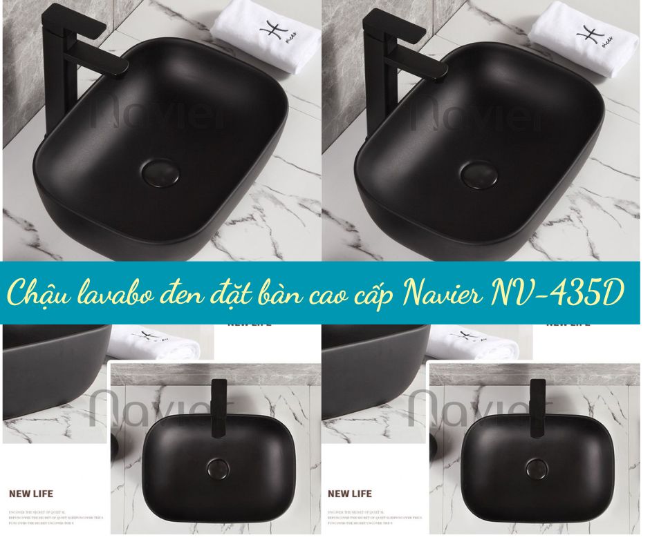Thiết kế đem đến sự sang trọng và đẳng cấp cho tổng thể không gian lắp đặt. Đồng thời, men sứ nano dày, bóng, chống bám bẩn và ố vàng cũng là điểm cộng lớn cho lavabo đen đặt bàn cao cấp Navier NV-435D.