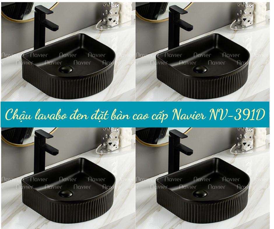 Lavabo màu đen Navier NV-391D có thiết kế hình chữ nhật hiện đại, cạnh dày dặn và được bo tròn 2 góc với lòng chậu sâu, rộng, không bị bám bẩn, dễ vệ sinh nên được nhiều người yêu thích chọn lựa.