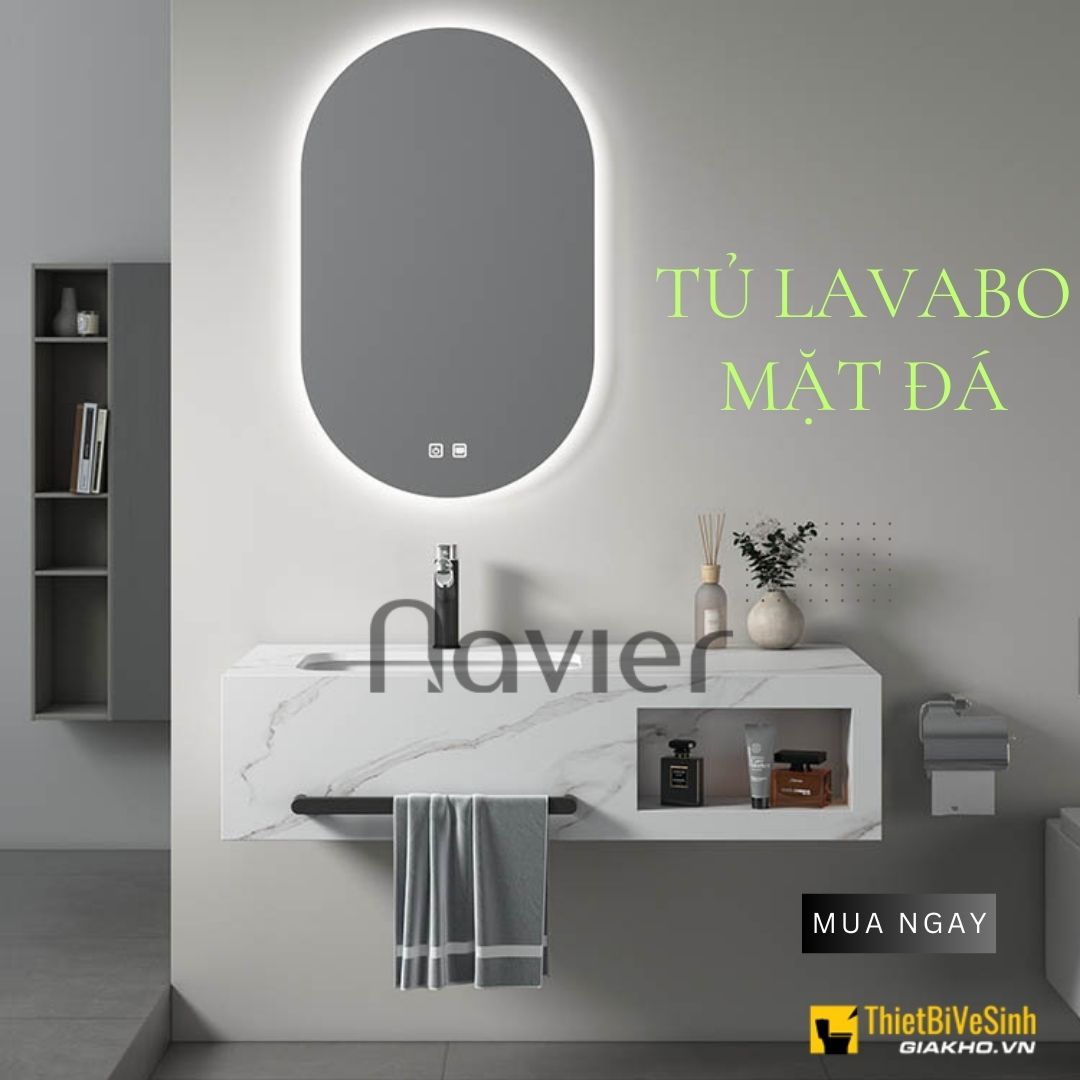 Tủ lavabo bàn đá đến từ thương hiệu Navier được phân phối độc quyền tại Thiết Bị Vệ Sinh Giá Kho là chọn lựa tuyệt vời dành cho khách hàng vì có thiết kế đẹp, mẫu mã đa dạng và giá cực mềm.