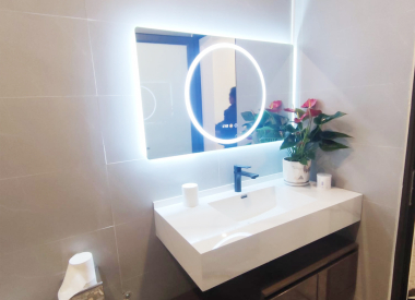Dự Án Lắp Đặt Cho Cô Mai Tại Quận 5 Bộ Tủ Chậu 2 Tầng Kèm Gương LED