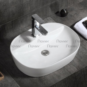 Chậu rửa mặt Đặt Bàn Sứ Trắng Cao Cấp Navier NV-324