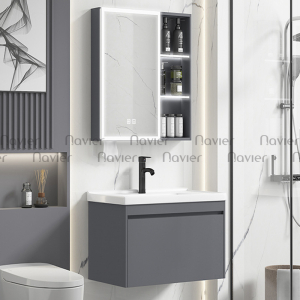 Tủ Lavabo Nhôm Đặc Kèm Gương LED Cao Cấp Navier NV-323-50L
