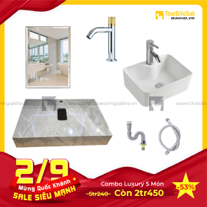 Combo Kệ Đá Chống Trầy Xám Vân Bóng Lavabo Siêu Tiết Kiệm Navier CBPT0057
