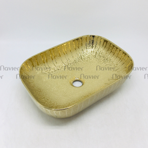 Chậu Lavabo Đặt Bàn Màu Vàng Cao Cấp Navier NV-435V