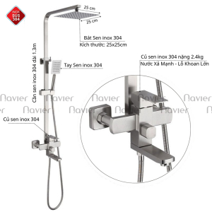 Sen Cây Tắm Nóng Lạnh Thân Vuông 304 Navier NV-806