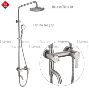 Sen cây tắm đứng nóng lạnh củ tròn lệch inox 304 Navier NV-805