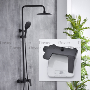 Sen Tắm Đứng Đồng Thau Sơn Tĩnh Điện Đen Núm Xoay Cao Cấp Navier NV-9358D