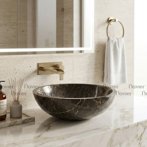 Chậu Lavabo Đá Tự Nhiên Nâu Ý Cao Cấp Navier NV-BST27