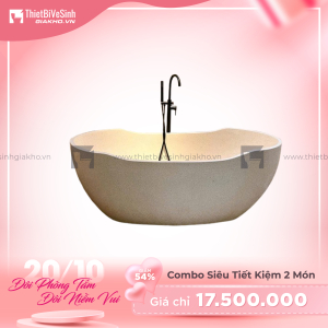 Combo Bồn Tắm Hình Oval Chất Liệu Đá Mài Cao Cấp Navier CBBT06