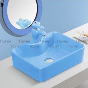 Lavabo Đặt Bàn Vuông Xanh Dương Cao Cấp Navier NV-336XD
