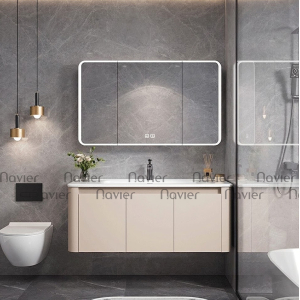 Tủ Lavabo Nhôm Với Tủ Gương Led Bo Góc Navier NV-623K60