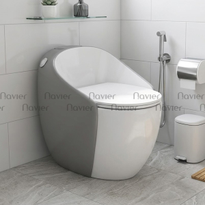 Bồn Cầu Trứng Xám Trắng Cao Cấp Navier NV-1028XT