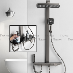 Sen Cây Tắm Thân Vuông Nóng Lạnh Đồng Thau Cao Cấp Navier NV-551