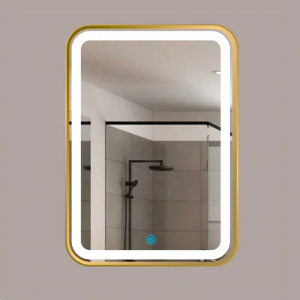 Gương Led Hình Chữ Nhật  Viền Inox Xi Vàng Navier NV-185V
