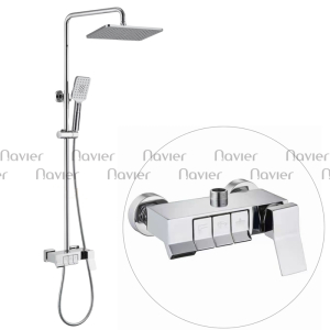 Sen Cây Tắm Đứng Phím Nóng Lạnh Đồng Thau Mạ Crom Bóng Nút Phím Đàn Navier NV-9357B