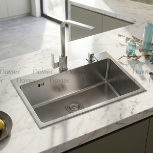 Chậu chén 1 ngăn inox 201 cao cấp Navier NV-6845D201