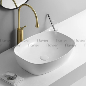 Chậu rửa mặt Đặt Bàn Sứ Trắng Cao Cấp Navier NV-326