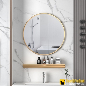 Gương phòng tắm hình tròn + kệ gương 50x50 NV-156V50 cao cấp
