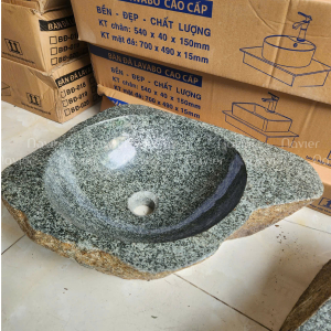 Chậu Lavabo Tròn Đá Cuội Nguyên Khối Navier NV-DC009