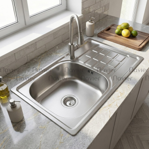 Chậu chén 1 ngăn có cánh Inox cao cấp Navier NV-7545C201