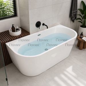 Bồn Tắm Nằm Acrylic Oval Áp Tường Cao Cấp Navier NVB-1223