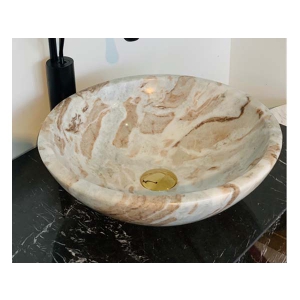 Chậu Lavabo Đá Tự Nhiên Trắng Torento Ấn Độ Dáng Tròn Mỏng Navier NV-TTA01