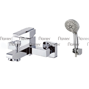 Củ sen nóng lạnh vuông đồng thau mạ crome Navier NV-607