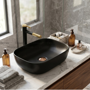 Chậu Lavabo Đặt Bàn Màu Đen Cao Cấp Navier NV-435D