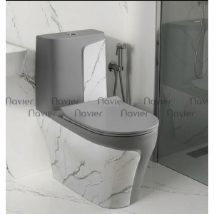 Bồn Cầu 1 Khối Xám Vân Khói Cao Cấp Navier NV-1017X