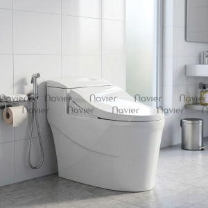 Bồn cầu 1 khối cao cấp nút xả lệch Navier NV-1009 
