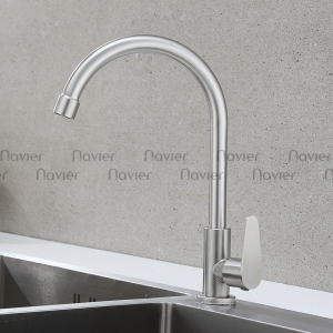 Vòi chén lạnh thân tròn cong không đầu inox304 Navier NV-219
