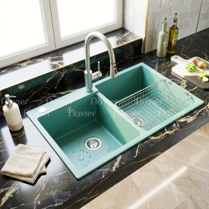 Chậu Rửa Chén Đá Xanh Lục Bảo 2 Ngăn Navier NV-T8650-F07