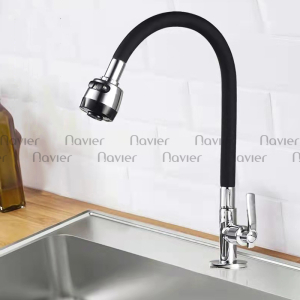 Vòi chén lạnh đồng thau mạ crom thân tròn uốn dẻo Navier NV-270