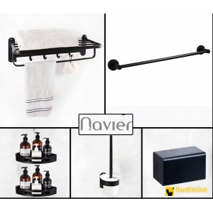 Combo Phụ Kiện Nhà Tắm Nhôm  Màu Đen  Cao Cấp Navier CBPK04MD