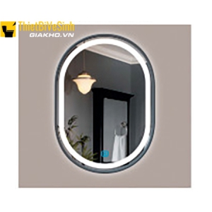 Gương Led Viền Nhôm Đen Hình Oval 50x70 Navier NV-184D Cao Cấp 