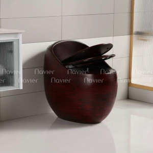 Bồn Cầu Trứng Men Giả Gỗ Đỏ Cao Cấp Navier NV-1005GD