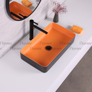 Chậu Lavabo Chữ Nhật Đặt Bàn Cao Cấp Navier NV-437C