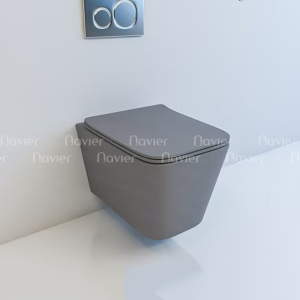Bồn Cầu Treo Tường Khối Vuông Màu Xám Navier NV-1080X