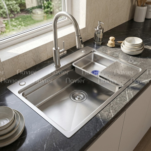 Chậu Rửa Chén 1 Hộc Lớn Chuẩn Inox 304 Cao Cấp Navier NV-7848SX