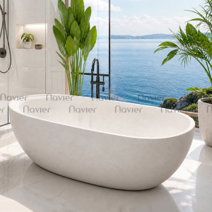 Bồn Tắm Nằm Hình Oval Chất Liệu Đá Mài Cao Cấp Navier NV-1521