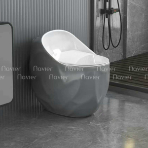 Bồn Cầu Trứng Xám Trắng Vân Nổi Cao Cấp Navier NV-1036XT