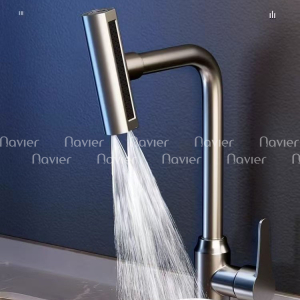 Vòi Rửa Chén Nóng Lạnh Đồng Thau Mạ Xám Navier NV-278X