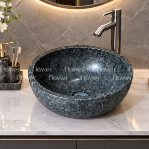 Chậu Rửa Mặt Lavabo Đặt Bàn Đá Tự Nhiên Cao Cấp Navier NV-H1435