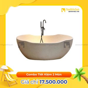Combo Bồn Tắm Hình Oval Chất Liệu Đá Mài Cao Cấp Navier CBBT06