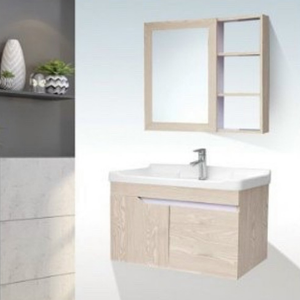 Bộ Tủ Chậu Lavabo PVC Vân Gỗ Kèm Tủ Gương Navier NV-476G