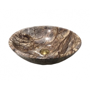 Chậu Lavabo Đá Tự Nhiên Vàng Rừng Dáng Tròn Mỏng Cao Cấp Navier NV-BST72