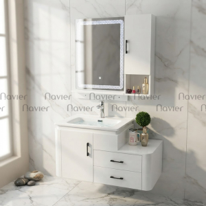 Bộ Tủ Nhựa PVC Chậu Lavabo Kèm Tủ Gương Navier NV-587